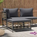 vidaXL Garden Footstool with Dark Grey Cushion Poly Rattan
