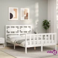 vidaXL Bed Frame with Headboard White 137x187 cm Double Solid Wood