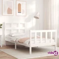 vidaXL Bed Frame with Headboard White 92x187 cm Single Size Solid Wood