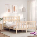 vidaXL Bed Frame with Headboard 137x187 cm Double Solid Wood