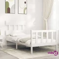 vidaXL Bed Frame with Headboard White 92x187 cm Single Size Solid Wood