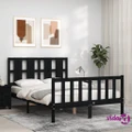 vidaXL Bed Frame with Headboard Black 137x187 cm Double Solid Wood