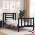 vidaXL Bed Frame with Headboard Black 92x187 cm Single Size Solid Wood