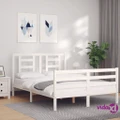 vidaXL Bed Frame with Headboard White 137x187 cm Double Solid Wood