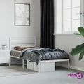 vidaXL Metal Bed Frame with Headboard White 106x203 cm King Single Size