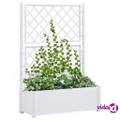 vidaXL Garden Planter with Trellis 100x43x142 cm PP White