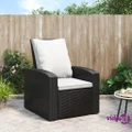 vidaXL Garden Reclining Chair with Cushions Black Poly Rattan