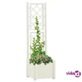 vidaXL Garden Planter with Trellis 43x43x142 cm PP White