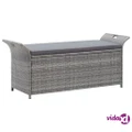 vidaXL Storage Bench with Cushion Grey 138 cm Poly Rattan