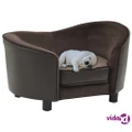 vidaXL Dog Sofa Brown 69x49x40 cm Plush and Faux Leather