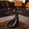 vidaXL Coffee Table with Round Glass Top High Gloss Black