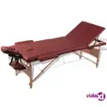 vidaXL Red Foldable Massage Table 3 Zones with Wooden Frame