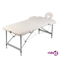 vidaXL Cream White Foldable Massage Table 2 Zones with Aluminium Frame