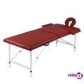 vidaXL Red Foldable Massage Table 2 Zones with Aluminium Frame