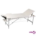 vidaXL Cream White Foldable Massage Table 3 Zones with Aluminium Frame
