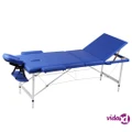 vidaXL Blue Foldable Massage Table 3 Zones with Aluminium Frame