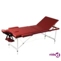 vidaXL Red Foldable Massage Table 3 Zones with Aluminium Frame