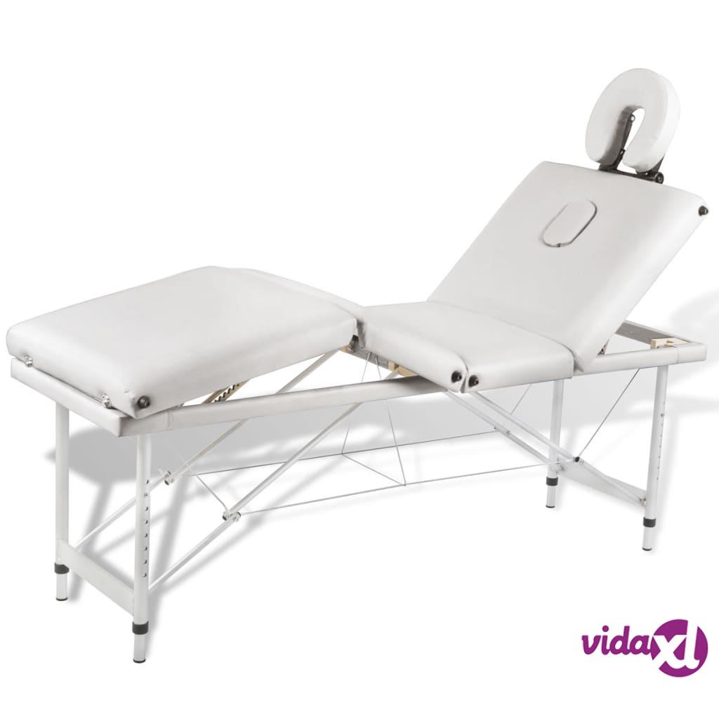 vidaXL Creme White Foldable Massage Table 4 Zones with Aluminium Frame