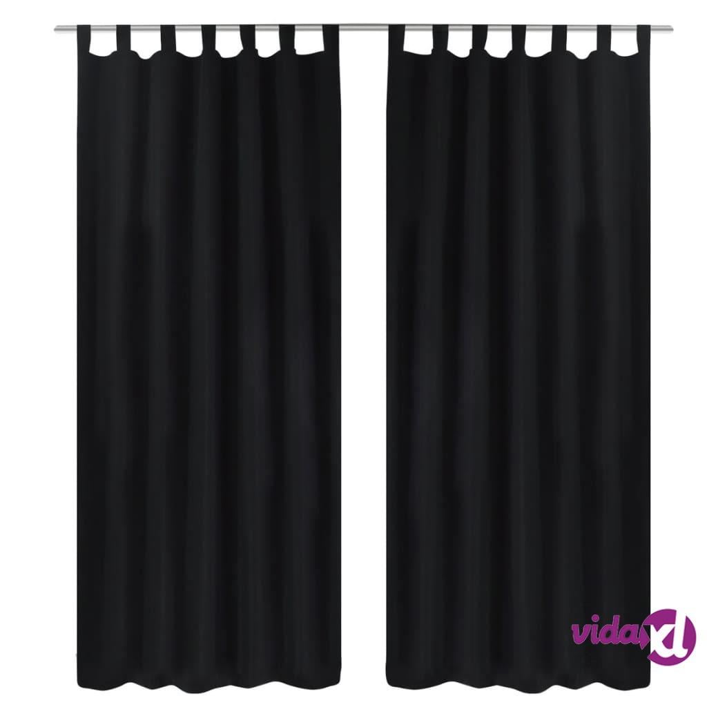 vidaXL 2 pcs Black Micro-Satin Curtains with Loops 140 x 175 cm