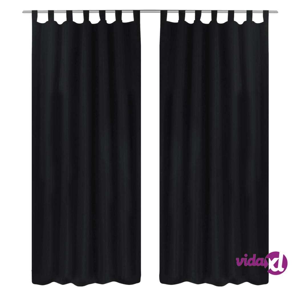 vidaXL 2 pcs Black Micro-Satin Curtains with Loops 140 x 245 cm