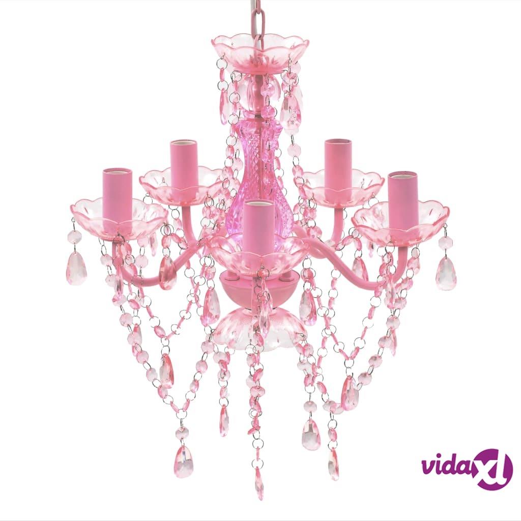 vidaXL Crystal Light 5 Bulbs Pink