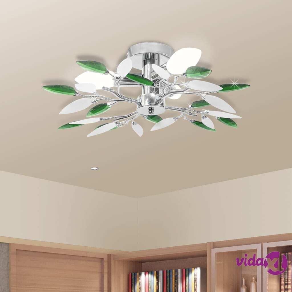vidaXL Ceiling Lamp Acrylic Crystal Leaf Arms 3 E14 Bulbs