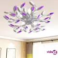 vidaXL Purple&White Ceiling Lamp Acrylic Crystal Leaf Arms for 5 E14 Bulbs