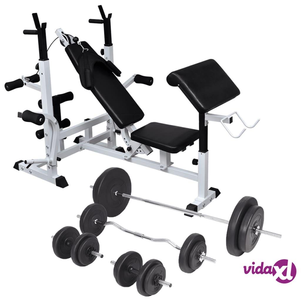 vidaXL Weight Bench with Weight Rack&Barbell and Dumbbell Set 90 kg
