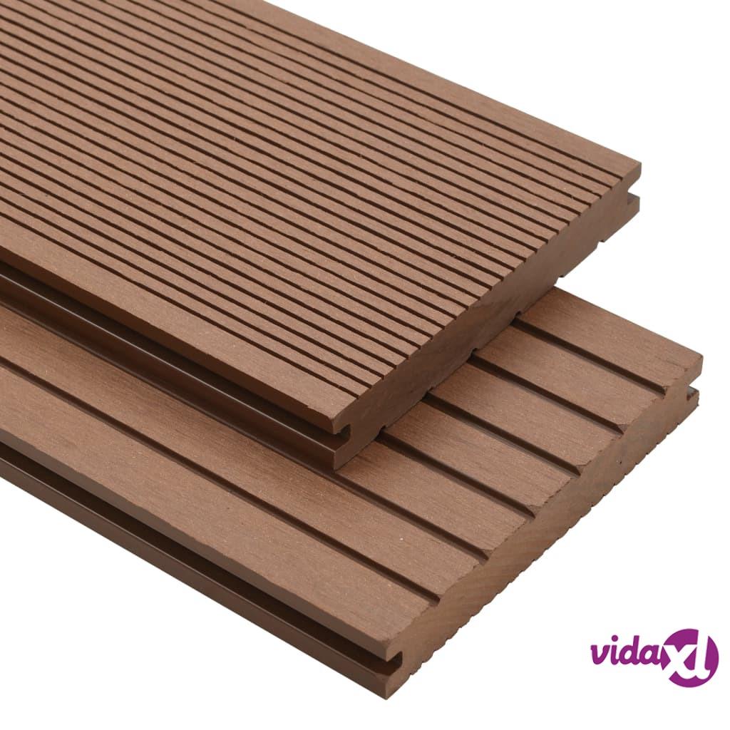 vidaXL WPC Solid Decking Boards with Accessories 16 m² 2.2 m Light Brown