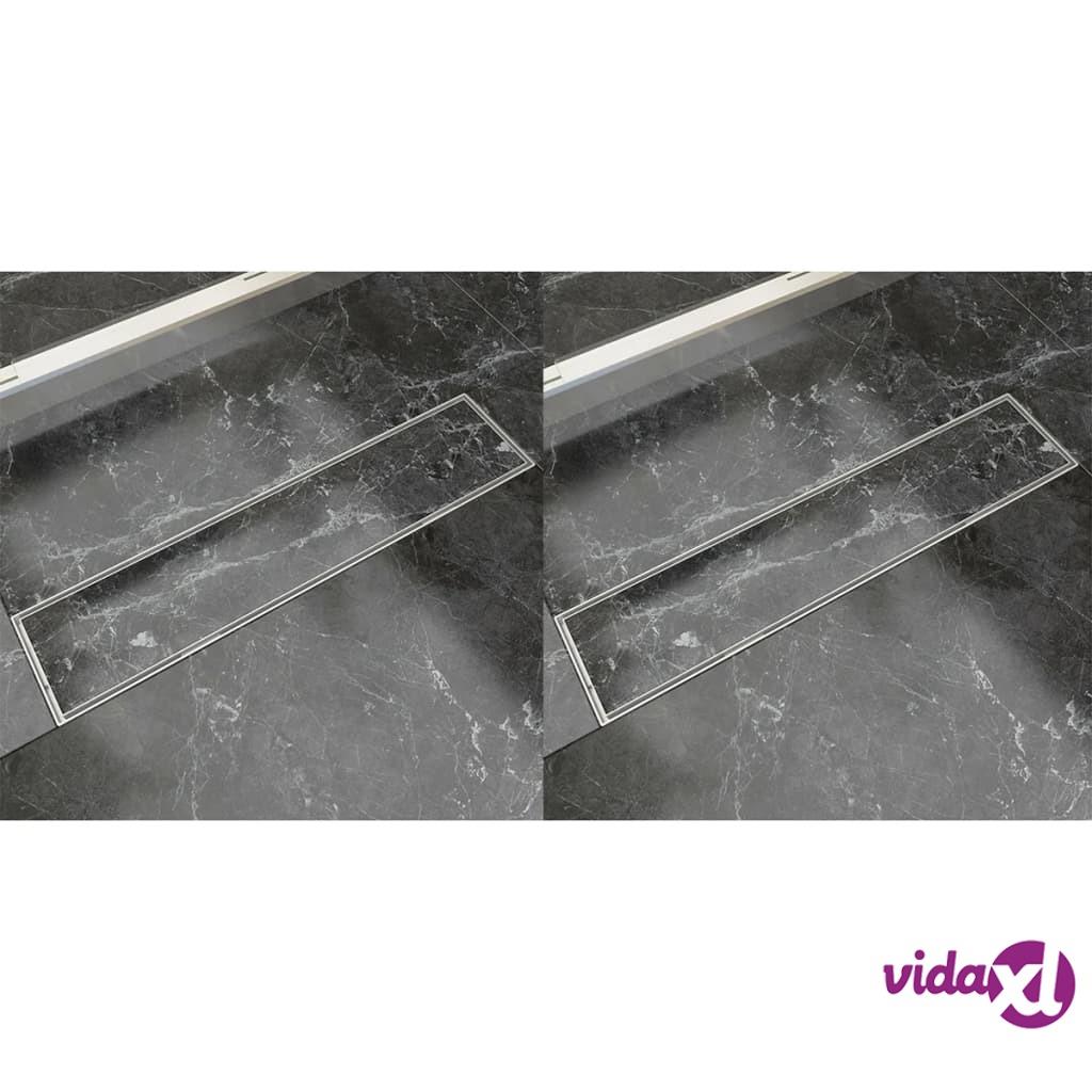 vidaXL Linear Shower Drain 2 pcs 530x140 mm Stainless Steel