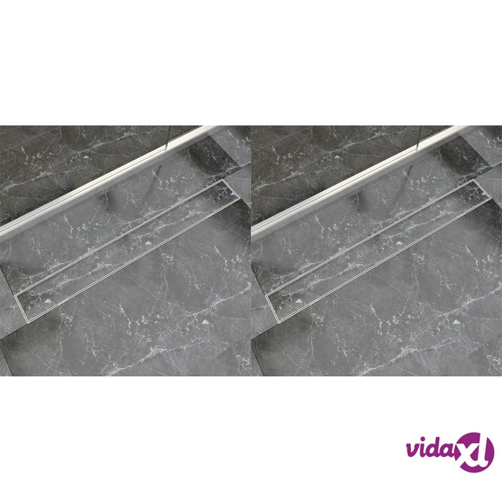 vidaXL Linear Shower Drain 2 pcs 930x140 mm Stainless Steel