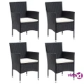 vidaXL Garden Dining Chairs 4 pcs Poly Rattan Black