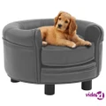 vidaXL Dog Sofa Grey 48x48x32 cm Plush and Faux Leather