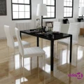 vidaXL Five Piece Dining Table Set Black and White