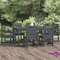 vidaXL 7 Piece Garden Dining Set Grey Solid Wood Pine