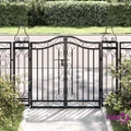 vidaXL Garden Gate Black 121x8x100 cm Wrought Iron