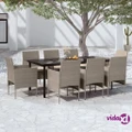 vidaXL 9 Piece Garden Dining Set with Cushions Beige and Black