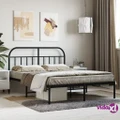 vidaXL Metal Bed Frame with Headboard Black 153x203 cm Queen Size