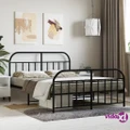 vidaXL Metal Bed Frame with Headboard and Footboard Black 137x187 cm Double