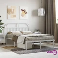 vidaXL Metal Bed Frame with Headboard White 137x187 cm Double Size