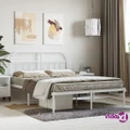 vidaXL Metal Bed Frame with Headboard White 153x203 cm Queen Size