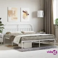 vidaXL Metal Bed Frame with Headboard White 183x203 cm King Size