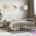 vidaXL Metal Bed Frame with Headboard and Footboard White 137x187 cm Double