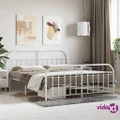 vidaXL Metal Bed Frame with Headboard and Footboard White 183x203 cm King