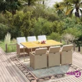 vidaXL 7 Piece Garden Dining Set with Cushions Poly Rattan Beige