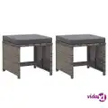vidaXL Garden Stools 2 pcs with Cushions Poly Rattan Anthracite