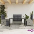 vidaXL 4 Piece Garden Dining Set with Cushions Grey Poly Rattan