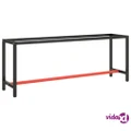 vidaXL Work Bench Frame Matte Black and Matte Red 210x50x79 cm Metal