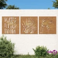 vidaXL Garden Wall Decorations 3 pcs 55x55 cm Corten Steel Grass Design