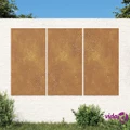 vidaXL Garden Wall Decorations 3 pcs 105x55 cm Corten Steel Sun Design